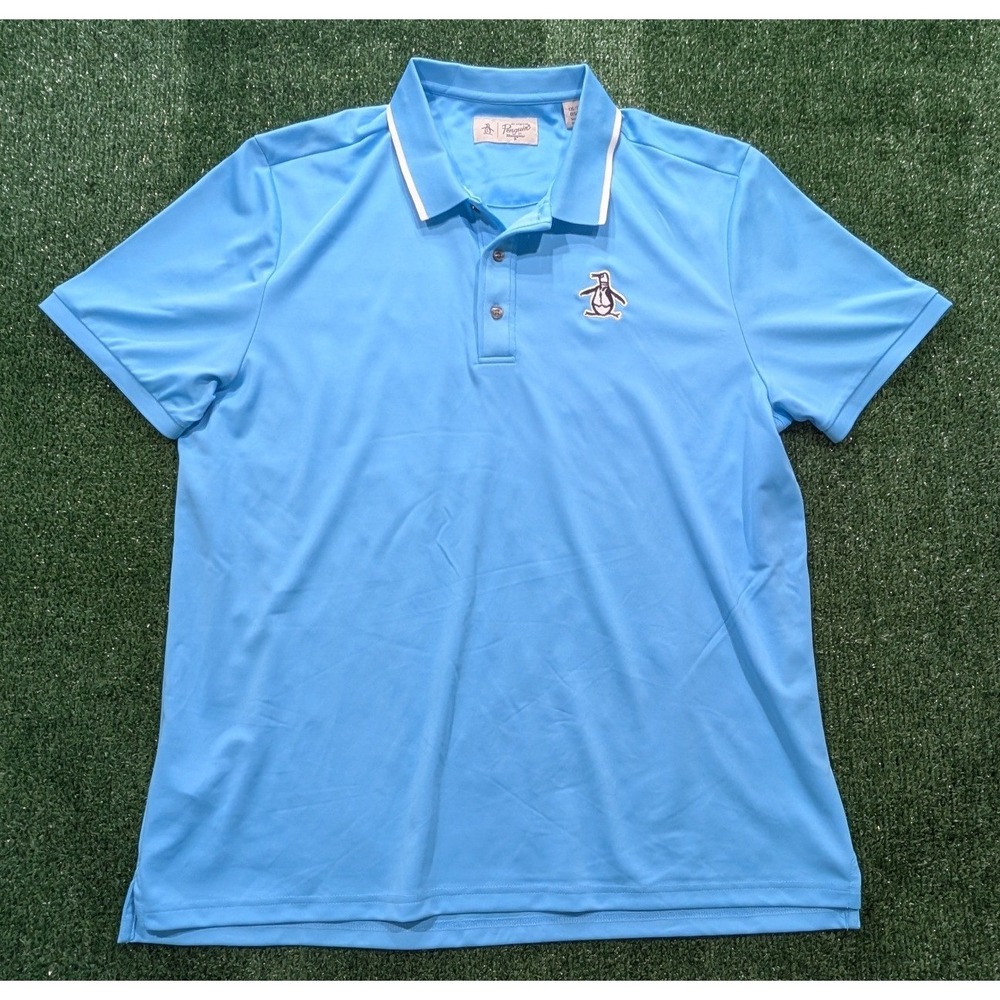 Original Penguin Mens Golf Polo Shirt Blue Short Sleeve Size XXL Large Logo
